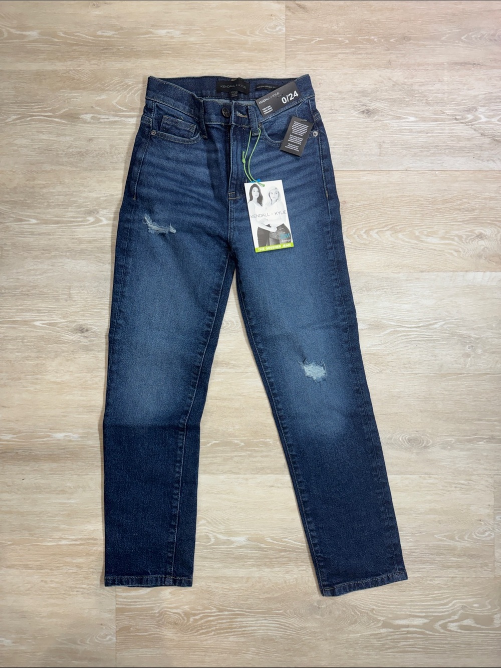 Kendall & Kylie Women's High-Rise Distressed Dark Blue Jeans